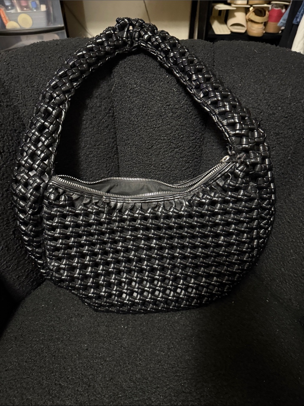 Woven Black Shoulder Bag - Stylish Everyday Carry